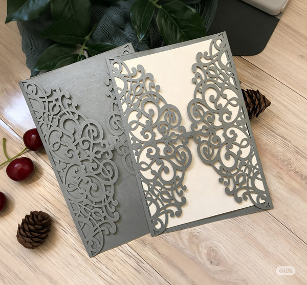 10pcs Laser Cut Wedding Invite, Hollow Lace Invitations, Anniversary Card,Luxury Wedding Stationery,Flora Gatefold Invitation
