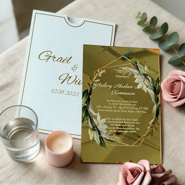 10pcs Custom Mirror Gold Acrylic Wedding Invitations,Acrylic Invitation,Acrylic Invites,Birthday Greeting Card