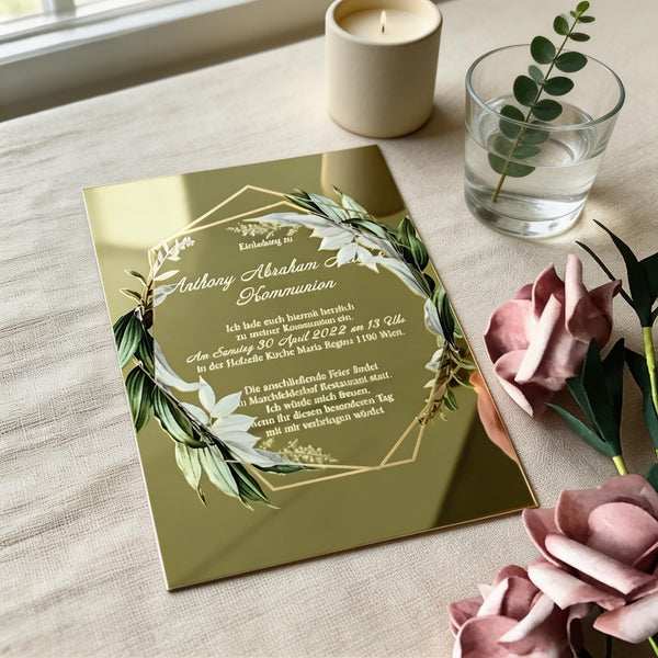 10pcs Custom Mirror Gold Acrylic Wedding Invitations,Acrylic Invitation,Acrylic Invites,Birthday Greeting Card