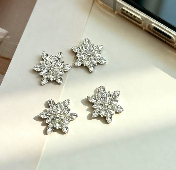 10pieces Snowflake Decoration Rhinestone Buttons,Accessories Girl DIY Handmade Hair Buttons,Decorated Decoration Party Favors - Kdecoration
