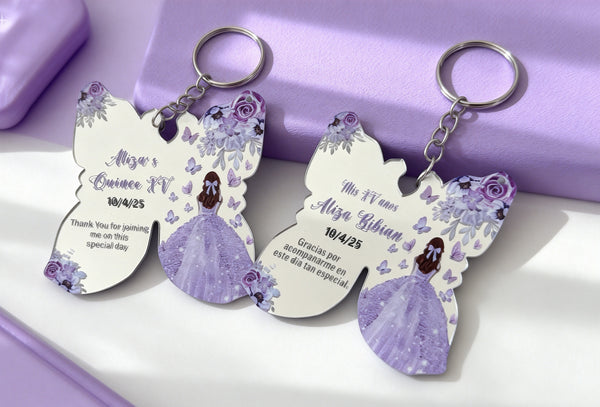 10pcs Custom Butterfly Key Chain,Quinceanera,Friendship Key Ring,Best Friends Key chains,Birthday Party Decoration Souvenirs Gift,Party Favors - Kdecoration