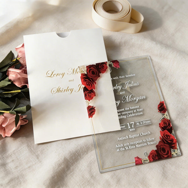 10Pcs Custom Transparent Acrylic Wedding Invitations,Personalized Acrylic Menu Cards,Acrylic Invitation,Elegant Laser Engraved Party Invites