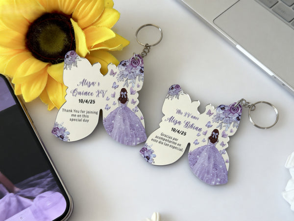 10pcs Custom Butterfly Key Chain,Quinceanera,Friendship Key Ring,Best Friends Key chains,Birthday Party Decoration Souvenirs Gift,Party Favors - Kdecoration