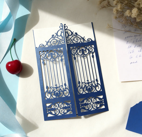 10pcs Elegant Gate Laser Cut Wedding Invitations, Personalized Lace Wedding Cards,Luxury Bridal Shower & Engagement Invite,Custom Party Decor