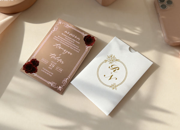 Custom 10pcs Mirror Rose Gold Acrylic Wedding Invitations,Acrylic Invitation,Acrylic Invites,Birthday Greeting Card