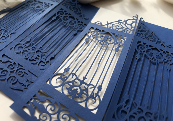 10pcs Elegant Gate Laser Cut Wedding Invitations, Personalized Lace Wedding Cards,Luxury Bridal Shower & Engagement Invite,Custom Party Decor