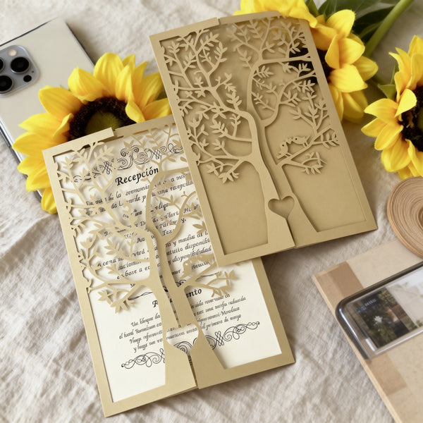 50pcs pearl begie gold laser cut wedding invitations,Bridal Shower Invitaitons,invitations cards