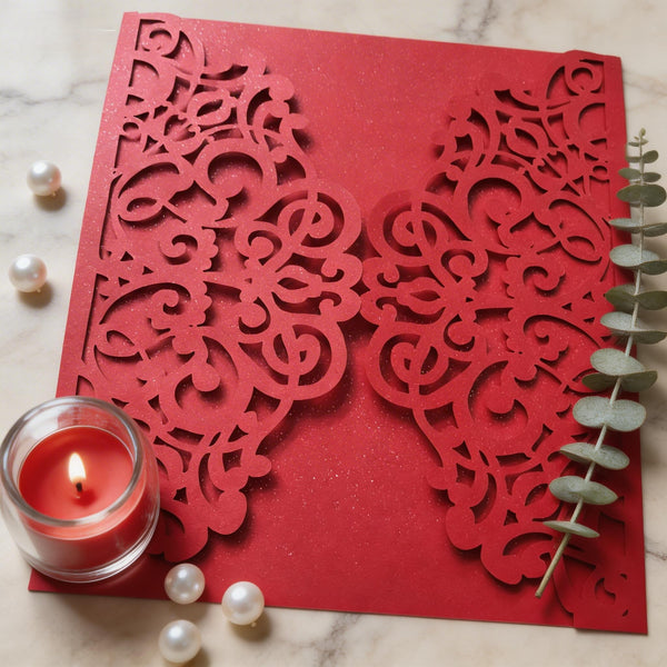 Laser Cut Wedding Invitations,10pcs Hollow Floral Lace Invite Cards, Romantic Engagement & Bridal Shower Greeting Cards, Luxury Party Supplies