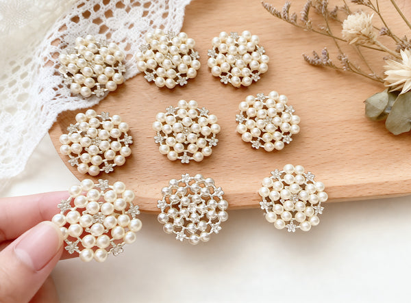 10pieces Pearl Alloy Rhinestone Buttons,DIY Hair Accessories Buckle,Wedding Favor,Decorated Buttons