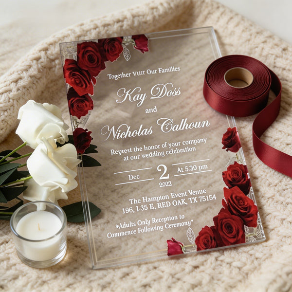 10Pcs Custom Transparent Acrylic Wedding Invitations,Personalized Acrylic Menu Cards,Acrylic Invitation,Elegant Laser Engraved Party Invites