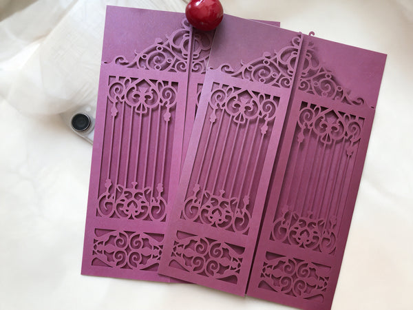 10pcs Elegant Gate Laser Cut Wedding Invitations, Personalized Lace Wedding Cards,Luxury Bridal Shower & Engagement Invite,Custom Party Decor