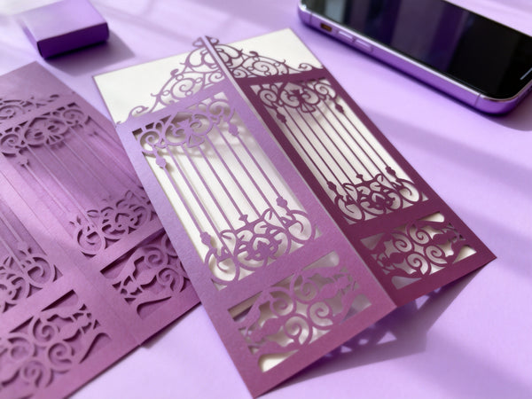 10pcs Elegant Gate Laser Cut Wedding Invitations, Personalized Lace Wedding Cards,Luxury Bridal Shower & Engagement Invite,Custom Party Decor