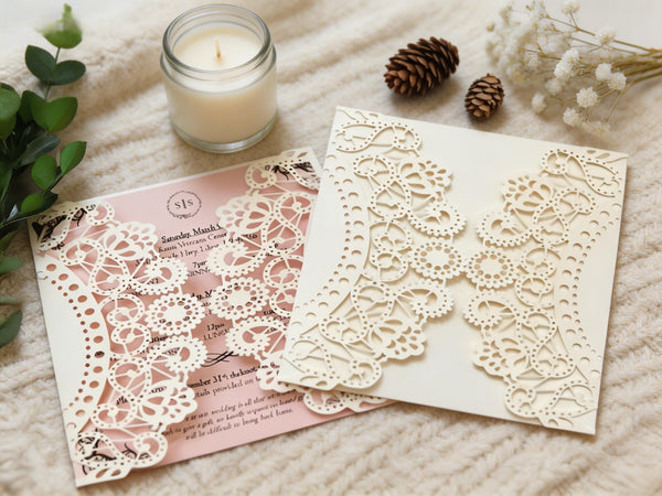 10pcs Pearl Paper Laser Cut Invitations Cover,Floral Laser Cut Invitation Cards,bridal Shower Invitations,Quinceanera Invitation Cover