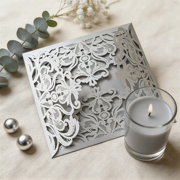 10pcs Pearl Paper 4plaps laser cut invitations cards,laser cut invite cards,birthday invitation cards,Wedding invitation cards