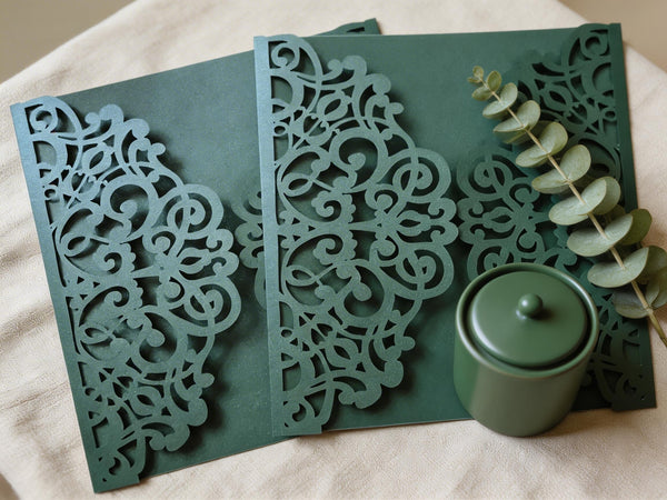 Laser Cut Wedding Invitations,10pcs Hollow Floral Lace Invite Cards, Romantic Engagement & Bridal Shower Greeting Cards, Luxury Party Supplies