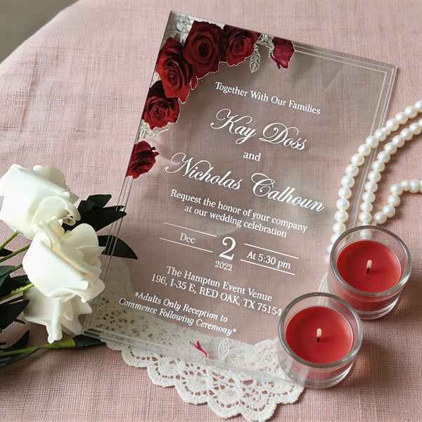 10Pcs Custom Transparent Acrylic Wedding Invitations,Personalized Acrylic Menu Cards,Acrylic Invitation,Elegant Laser Engraved Party Invites