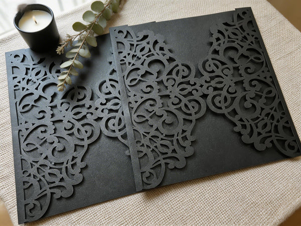 Laser Cut Wedding Invitations,10pcs Hollow Floral Lace Invite Cards, Romantic Engagement & Bridal Shower Greeting Cards, Luxury Party Supplies