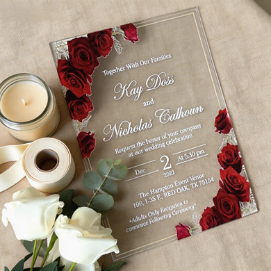 10Pcs Custom Transparent Acrylic Wedding Invitations,Personalized Acrylic Menu Cards,Acrylic Invitation,Elegant Laser Engraved Party Invites