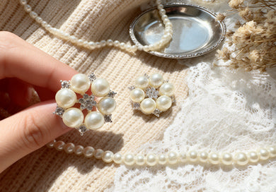 10pieces Vintage Rose Pearl Decorated Buttons,Accessories Girl DIY Handmade Hair Buttons,Silver Rhinestone Buttons