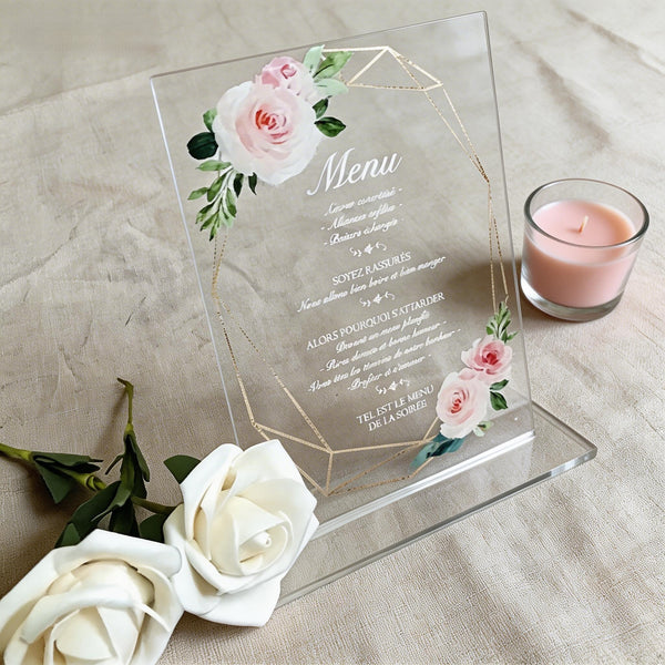 10pcs Custom Acrylic Menu Cards with Base,Menu Cards,Acrylic Wedding Invitations,Transparent Acrylic Invites - Kdecoration