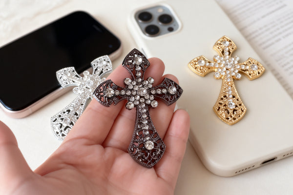 2pieces Sparkling Cross Rhinestone Buttons,DIY Handmade Jewelry Accessories for Girl Hair Bows, Elegant Wedding Decor,Crafting Party Favors & Embellishments