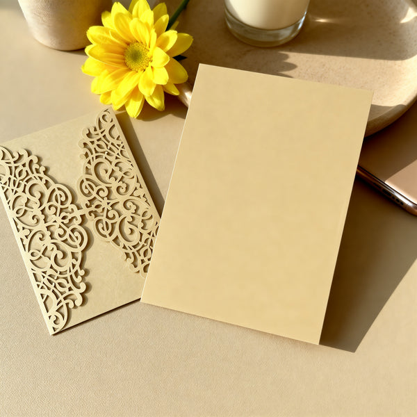 10pcs Begie Gold laser cut wedding invitations,laser cut wedding invite cards,Birthday Greeting Cards