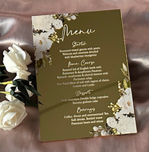 10pcs Custom Mirror Gold Acrylic Wedding Menu Cards with Bases,Gold Wedding Invitation for Party Decoration