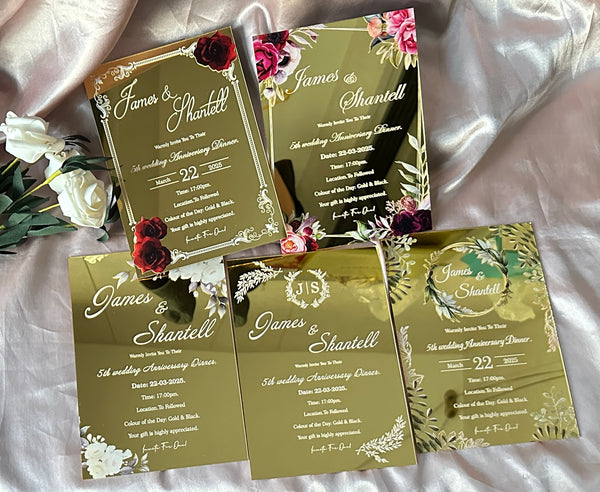 10pcs Custom Mirror Gold Acrylic Invitation Cards,Acrylic Wedding Invitation,Menu Cards - Kdecoration