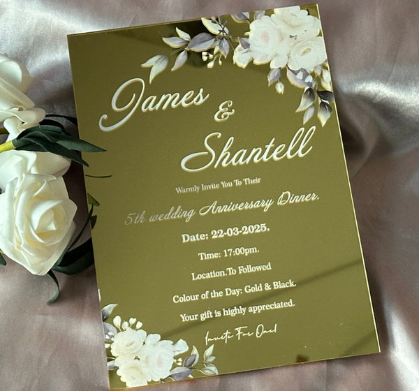 10pcs White Floral Acrylic Wedding Invitations,Acrylic Birthday Greeting Card,Acrylic Invitation,Menu Cards