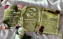 Cartes d'invitation en acrylique personnalisées 10 pièces, Invitation de mariage en acrylique à encre dorée, cartes de Menu