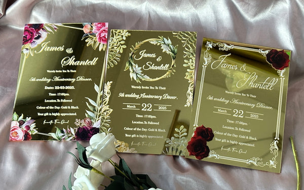 10pcs Custom Mirror Gold Acrylic Invitation Cards,Acrylic Wedding Invitation,Menu Cards - Kdecoration