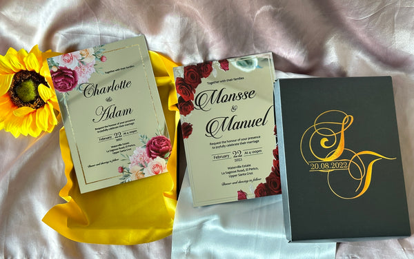 30pcs Free Design Foiled Gold Boxes,Mirror Gold Invitaitons,Custom Acrylic Invitations Card,Acrylic Wedding invitaitons