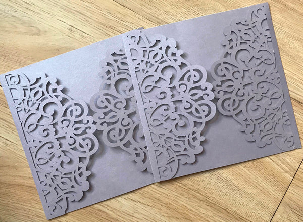 10pcs Pearl Purple laser cut wedding invitations cards,laser cut invite card,lace invitations cards