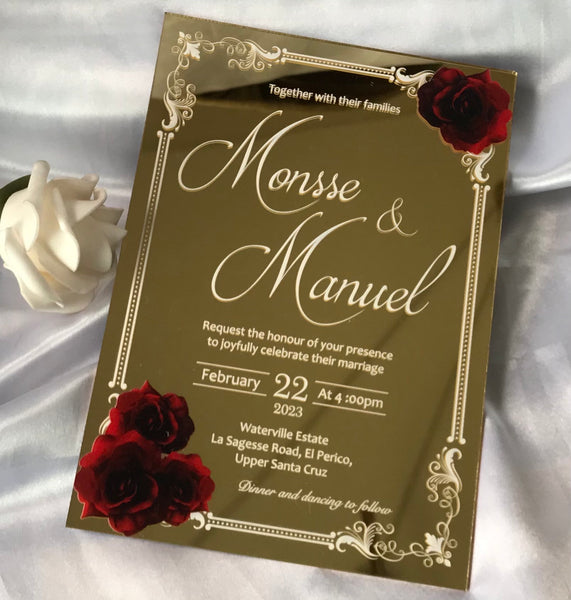 Custom 10pcs Mirror Gold Acrylic Wedding Invitations,Acrylic Invitations,Acrylic Invites - Kdecoration