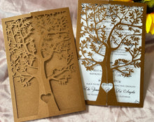 Cartes d'invitation de mariage découpées au laser, arbre marron perle, 50 pièces, cartes d'invitation pour seize anniversaires