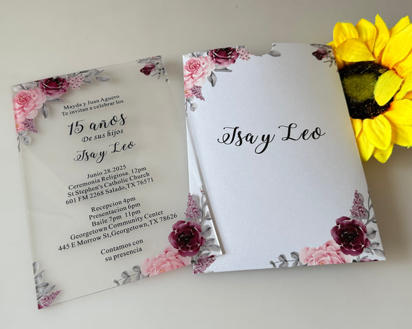 Transparent Acrylic Quinceanera Invitation cards,free design 10pcs Acrylic Baptism Invitations