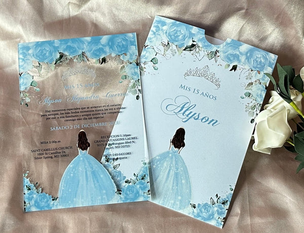 10pcs Transparent Acrylic Quinceanera Invitation Custom Acrylic Birthday Invitation with envelopes for Party Decoration - Kdecoration