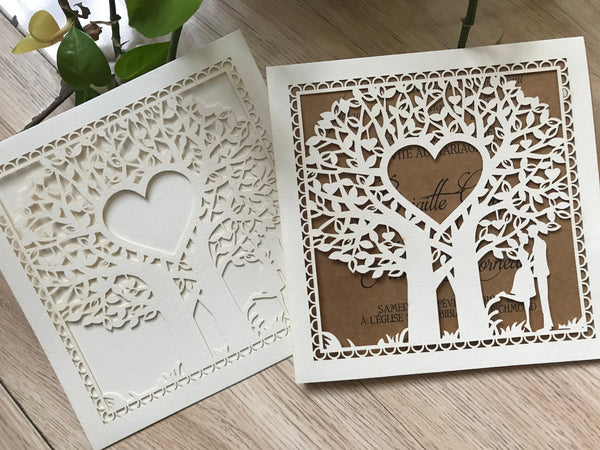 50pcs Pearl Cream Laser Cut Wedding Cards with hemp rope,Wedding Invite Covers,Laser Cut Invitations Cards