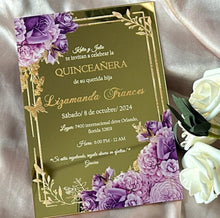 10sets Custom Mirror Gold Acrylic Quinceanera Invitation,Birthday Greeting Cards,Invitation Cards