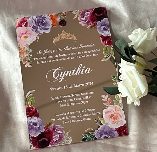 10pcs Custom Mirror Rose Gold Acrylic Acrylic wedding invitations cards,acrylic invitation cards,Quinceanera Invitation - Kdecoration
