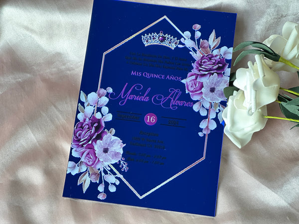 10pcs Custom Mirror Blue Acrylic Wedding Invitations,Bridal Shower Invitation,Baby Shower Acrylic Invitation - Kdecoration