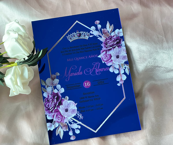 10pcs Custom Mirror Blue Acrylic Wedding Invitations,Bridal Shower Invitation,Baby Shower Acrylic Invitation - Kdecoration