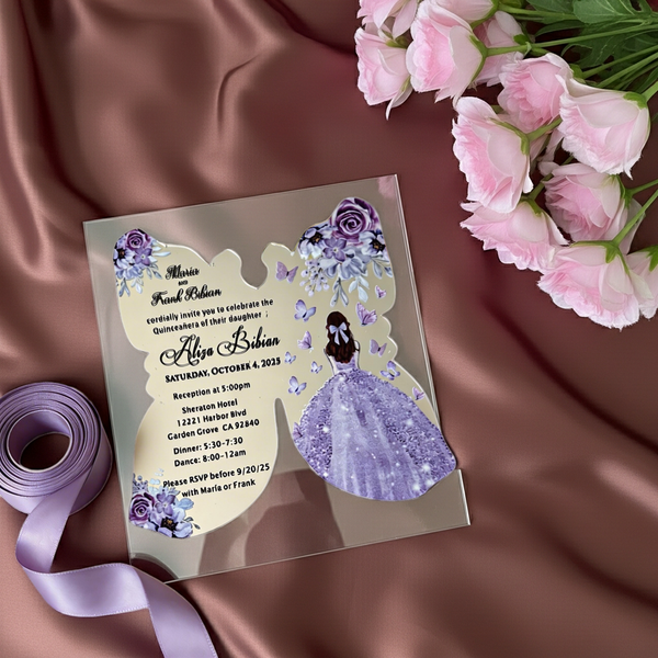 10Pcs Luxury Custom Mirror Gold/Silver Acrylic Invitations,Laser Cut Cards for Bridal Shower,Personalized Baptism & Quinceanera Invites,Elegant Party Decor