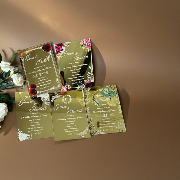 10pcs Custom Mirror Gold Acrylic Invitation Cards,Acrylic Wedding Invitation,Menu Cards - Kdecoration