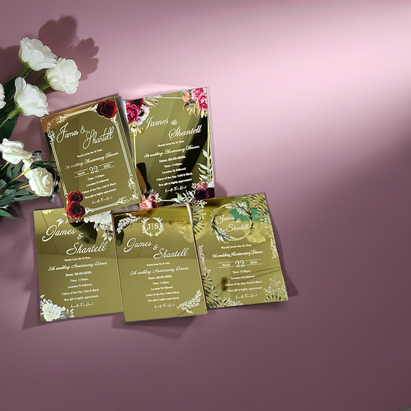 10pcs Custom Mirror Gold Acrylic Invitation Cards,Acrylic Wedding Invitation,Menu Cards - Kdecoration