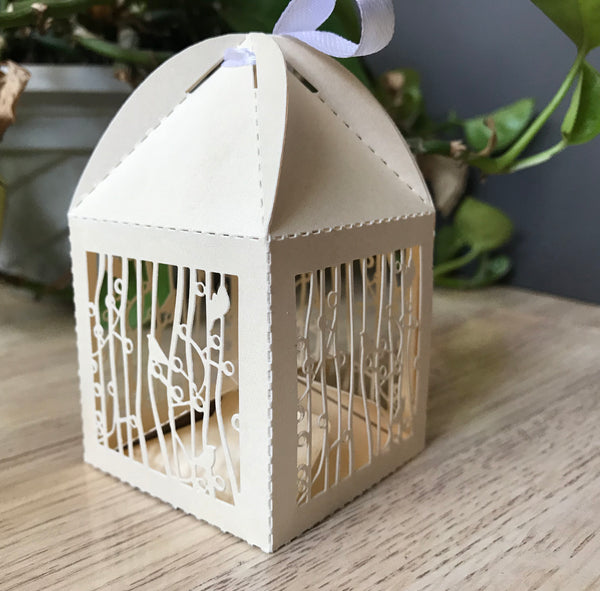 100pcs Incarnadine Small Gift Packaging Boxes,Candy/Chocolate Laser Cut Wedding Gift Box With Ribbon,Laser Cut Wedding Favor Boxes,Candy Box - Kdecoration