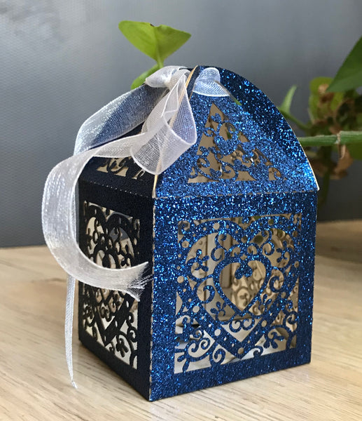 100pcs Glitter Heart Laser Cut wedding favor boxes,small chocolate gift Boxes,Favour boxes - Kdecoration