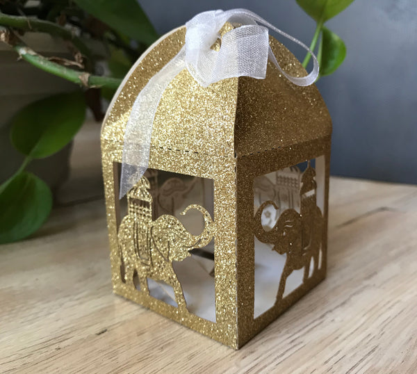 100pcs Glitter Gold Elephant laser cut Wedding Favor Boxes • Wedding Gift Boxes - Kdecoration