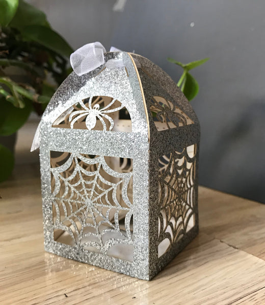 100pcs Glitter Navy Blue gift boxes,thank you gift box,small gift box,Laser Cut wedding favor box - Kdecoration