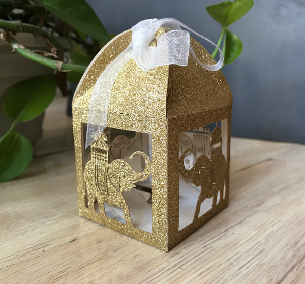 100pcs Elephant Glitter wedding favors,treat boxes,laser cut favor boxes,small chocolate gift boxes - Kdecoration